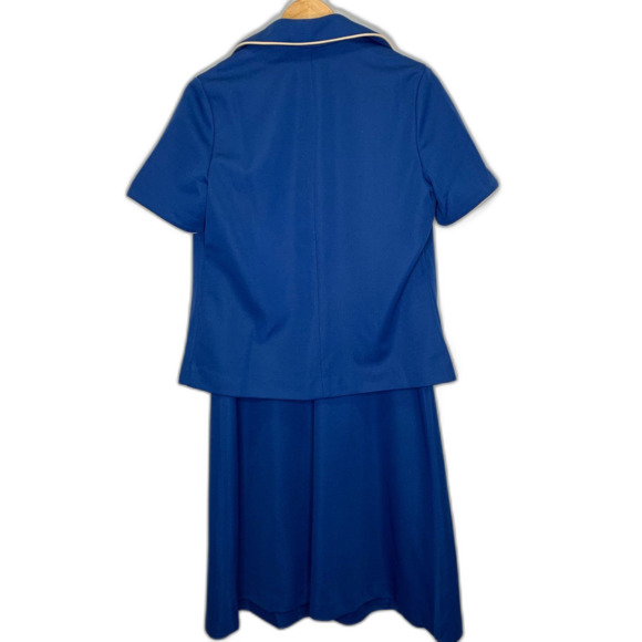 VTG 70's Womens 2 PC Sleevelss Dress A-Line Striped Bodice Solid Skirt Jacket - Picture 5 of 15